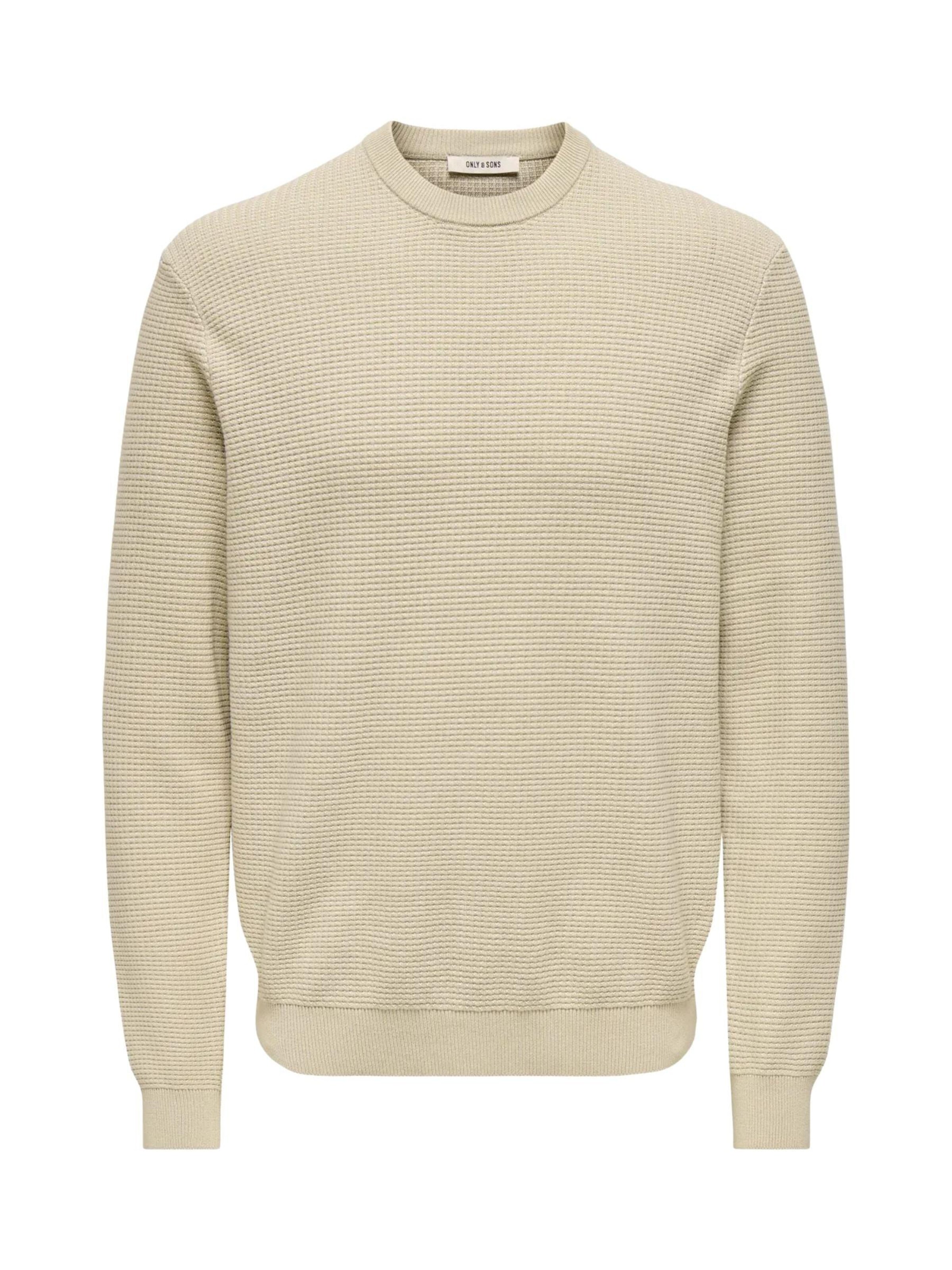 Pull-over 'ONLY & SONS ONSDAVE REG LS CREW NECK KNIT NOOS MAGLIONCINO' Only & Sons en beige : devant
