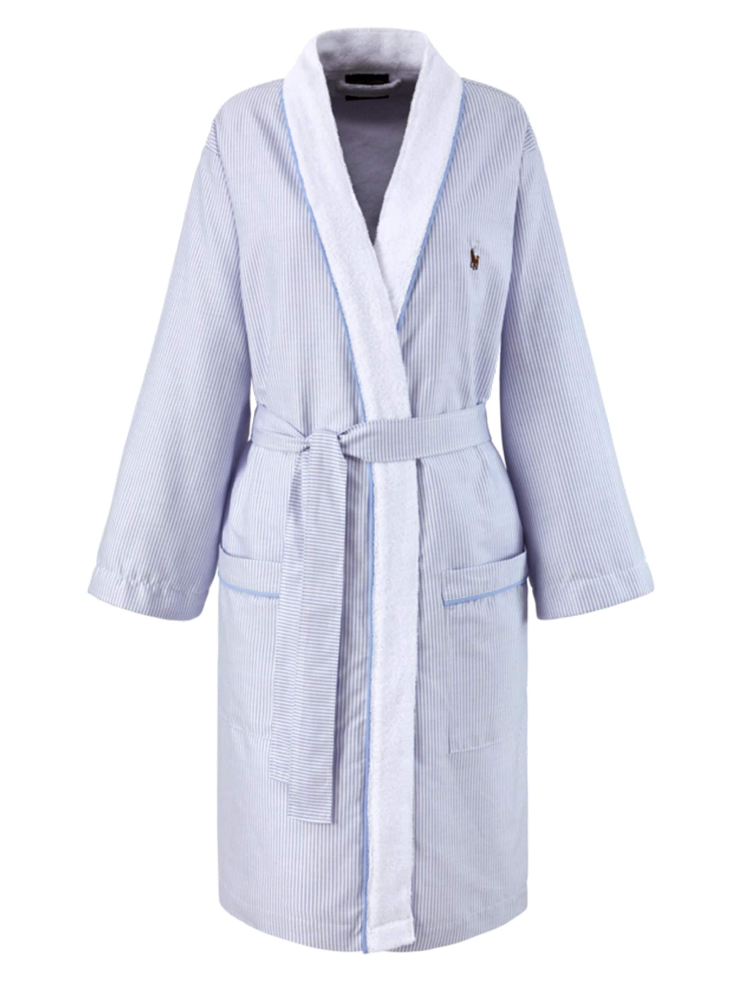 Ralph Lauren Home Long Bathrobe 'RLOXFORD' in Blue: front