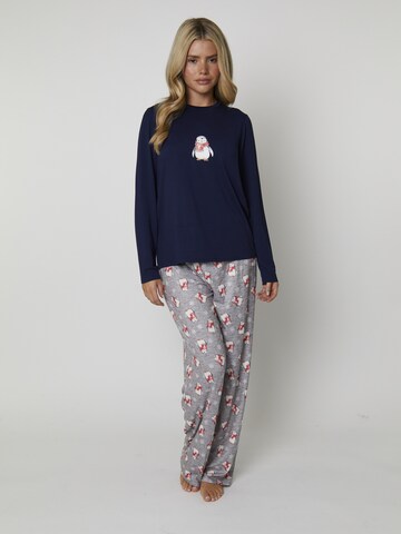 Loungeable Pyjama 'Penguin' in Grau: Vorderseite