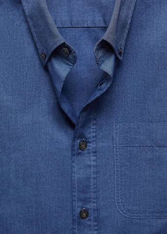 MANGO MAN Comfort fit Button Up Shirt 'Oxford' in Blue