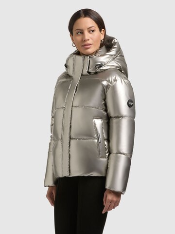 khujo Winter Jacket 'DEVINA2 SHINY' in Silver