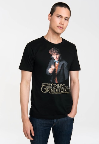 LOGOSHIRT Shirt 'Newt Scamander' in Zwart: voorkant
