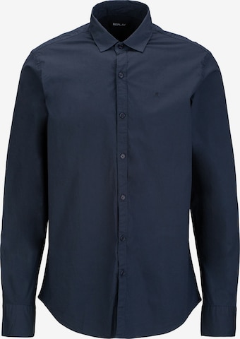 REPLAY Regular fit Button Up Shirt in Blue: front
