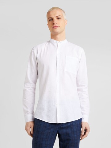 Coupe slim Chemise 'Manderin' Lindbergh en blanc : devant