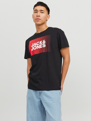 melns JACK & JONES T-Krekls 'Corp': no priekšpuses