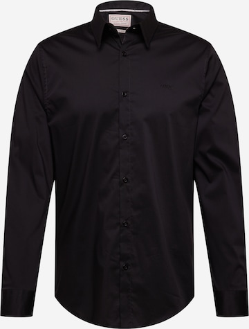 GUESS Slim fit Button Up Shirt in Black: front