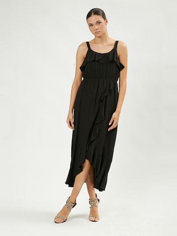 Influencer Summer Dress 'Flounced Cami' in Black: front