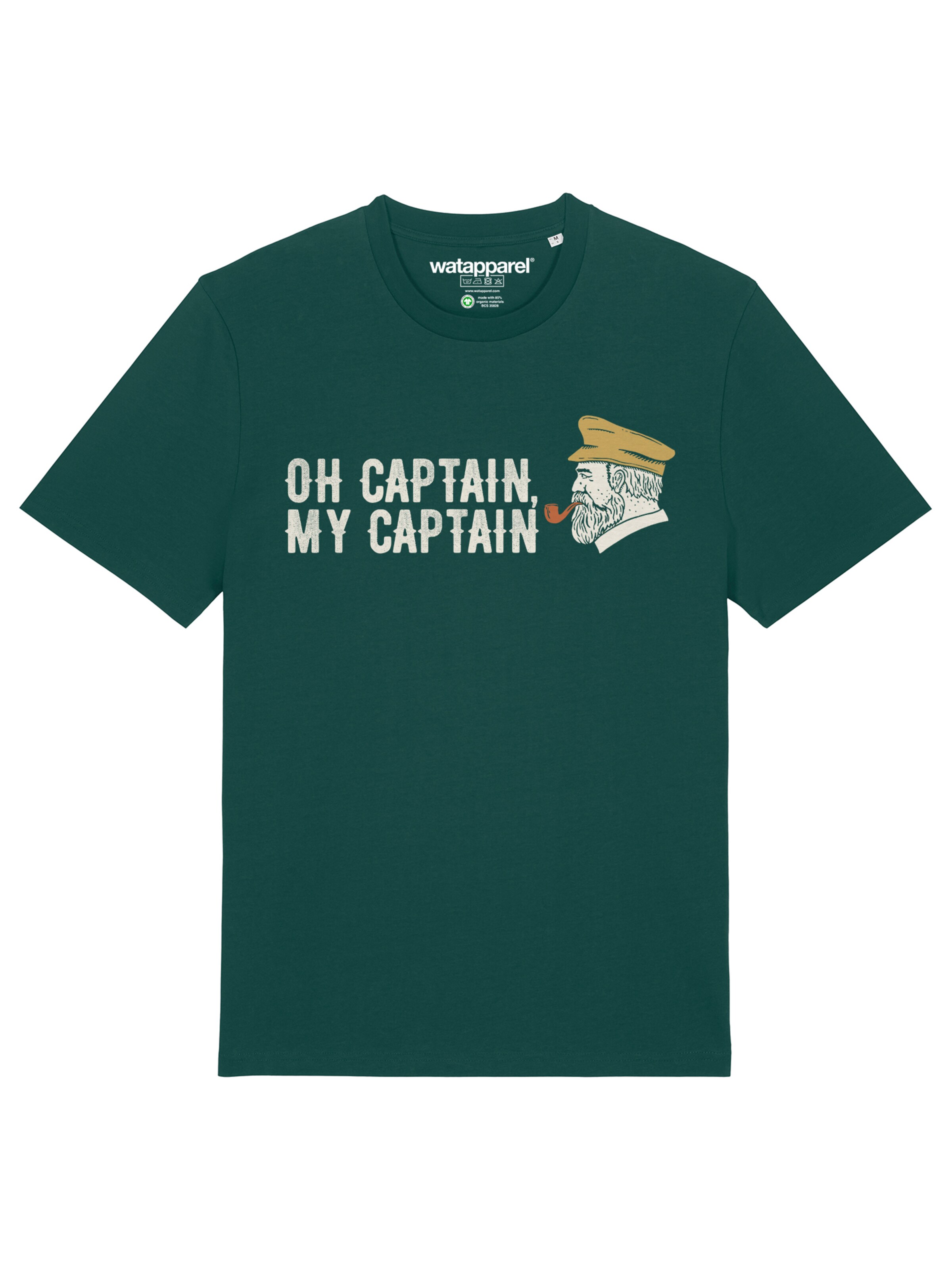 Watapparel Shirt 'Oh Captain My Captain' in Groen: voorkant