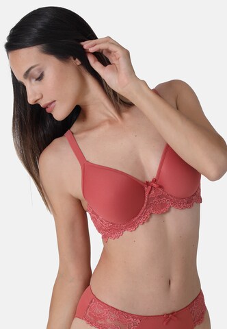 sassa T-shirt Bra 'Classic Lace' in Red: front
