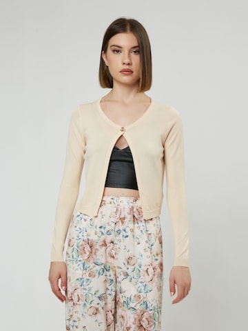 Influencer Strickjacke in Beige: Vorderseite