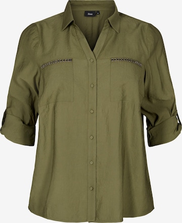 Camicia da donna 'Esascha' di Zizzi in verde: frontale