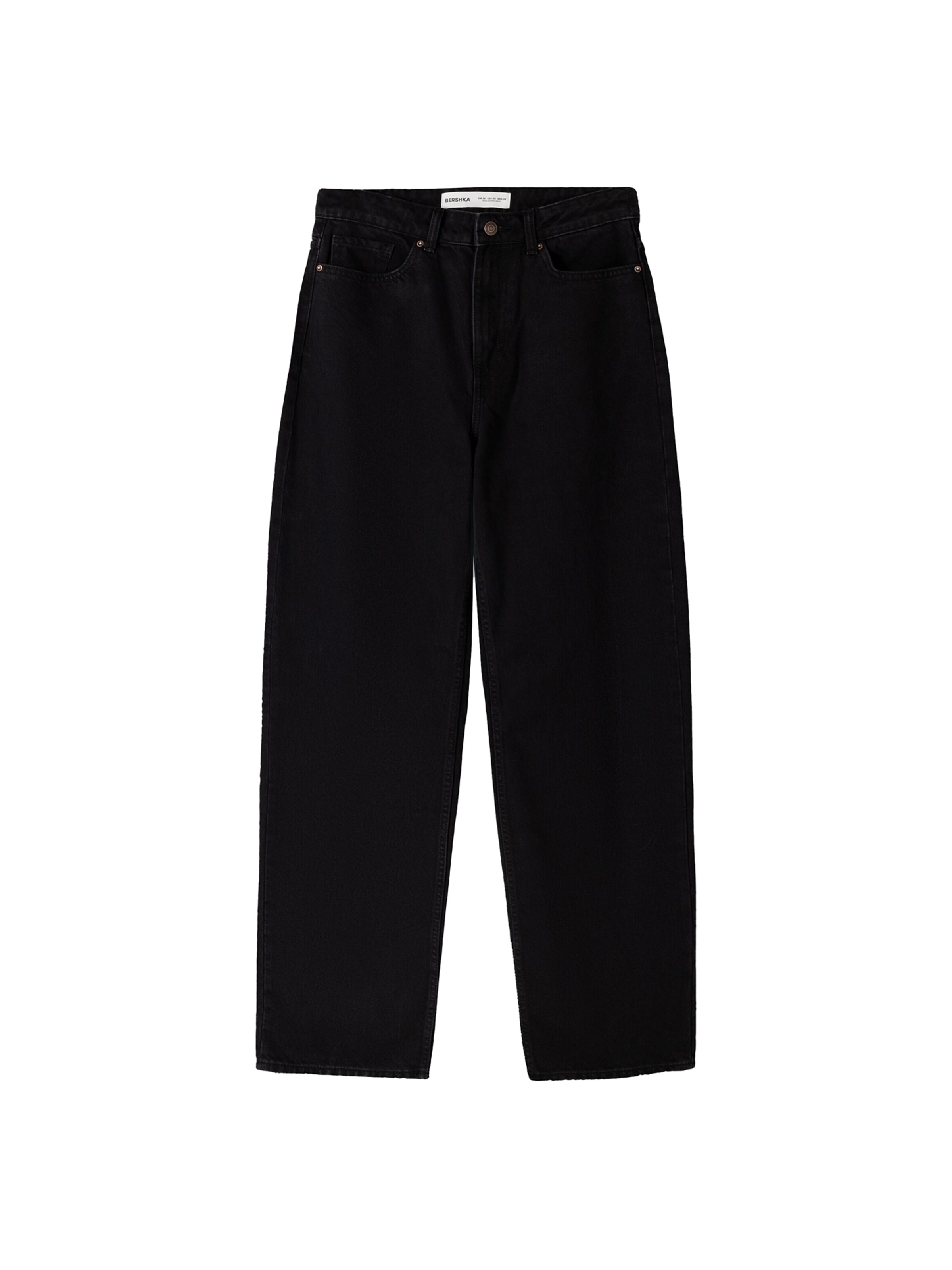 Bershka Широка кройка Дънки в черно: отпред