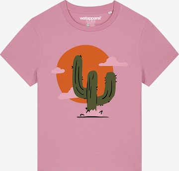 T-shirt 'Kaktus Im Sonnenuntergang' Watapparel en rose : devant