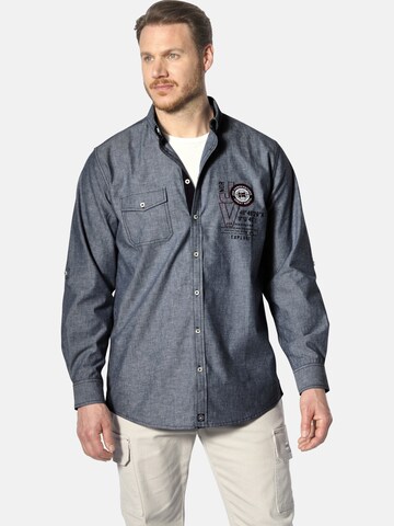 Jan Vanderstorm Comfort fit Overhemd 'Levtarvik' in Blauw: voorkant