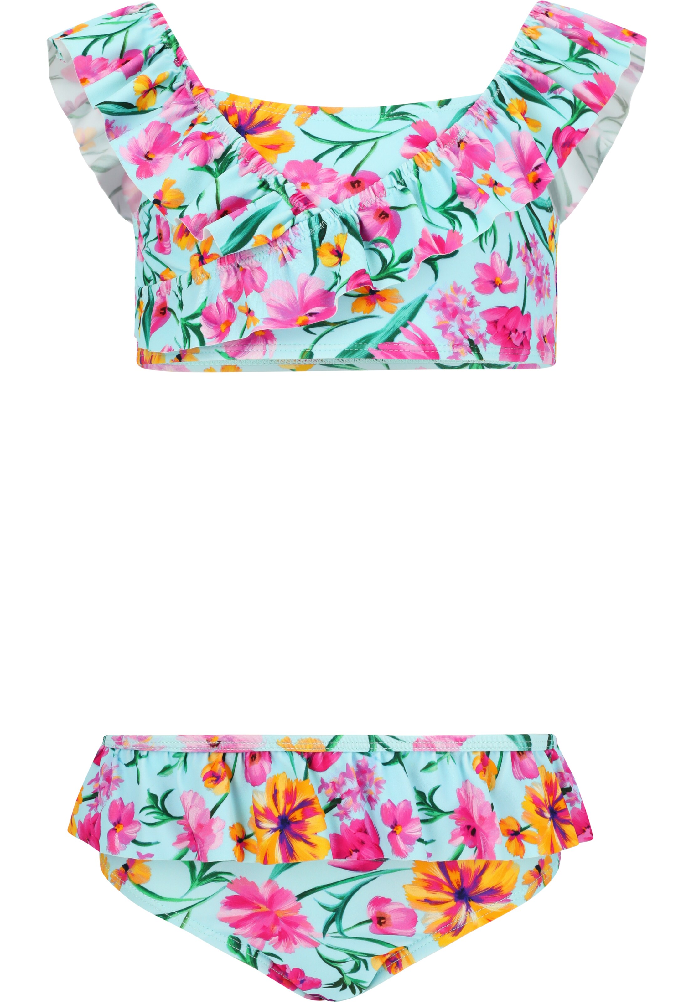 ZigZag Bustier Bikini in Blau: Vorderseite