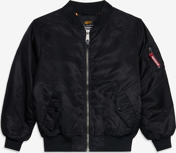 ALPHA INDUSTRIES Välikausitakki 'MA-1' värissä musta: etupuoli