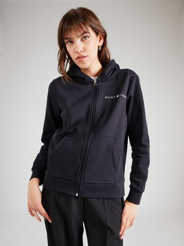 GANT Zip-Up Hoodie in Black: front