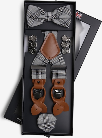 Finshley & Harding London Bretelles de pantalon en marron / noir / blanc, Vue avec produit