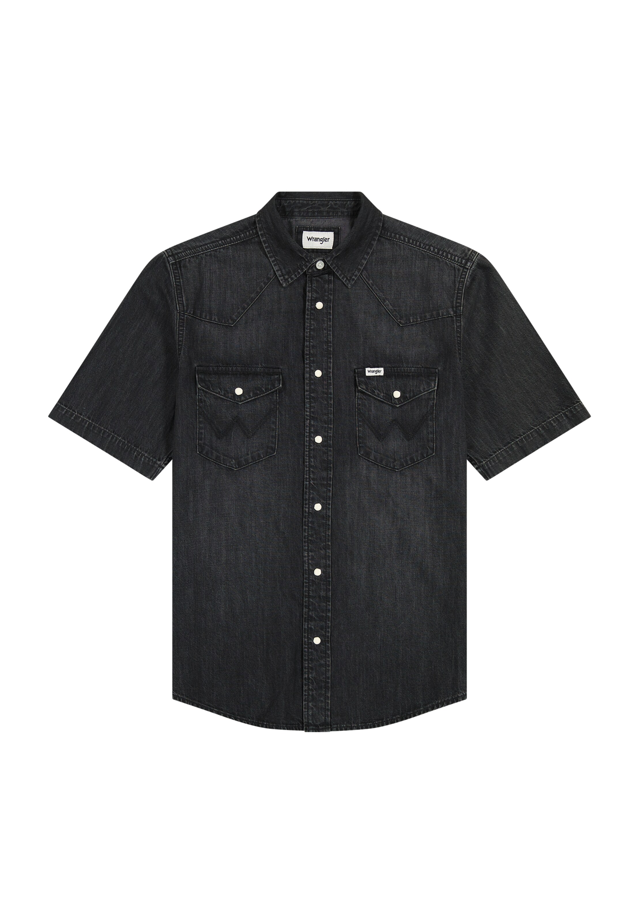 WRANGLER Regular Fit Hemd in Schwarz: Vorderseite