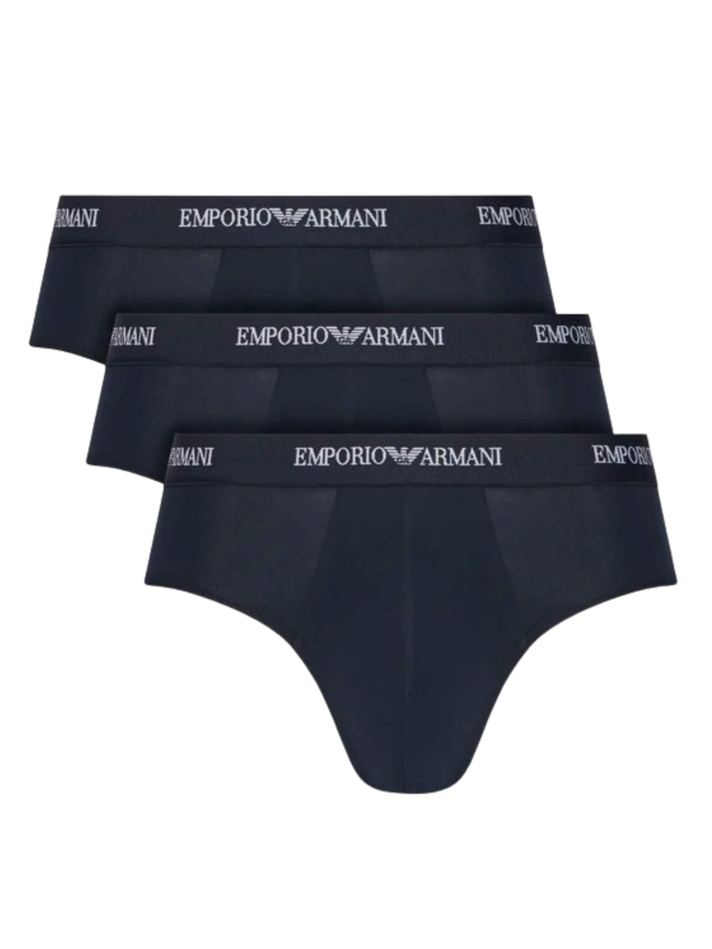 Emporio Armani - Braga 'Pack of 3 stretch jersey briefs' en azul: frente