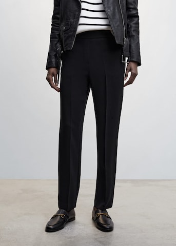 MANGO Regular Pantalon 'Semiflu' in Zwart: voorkant