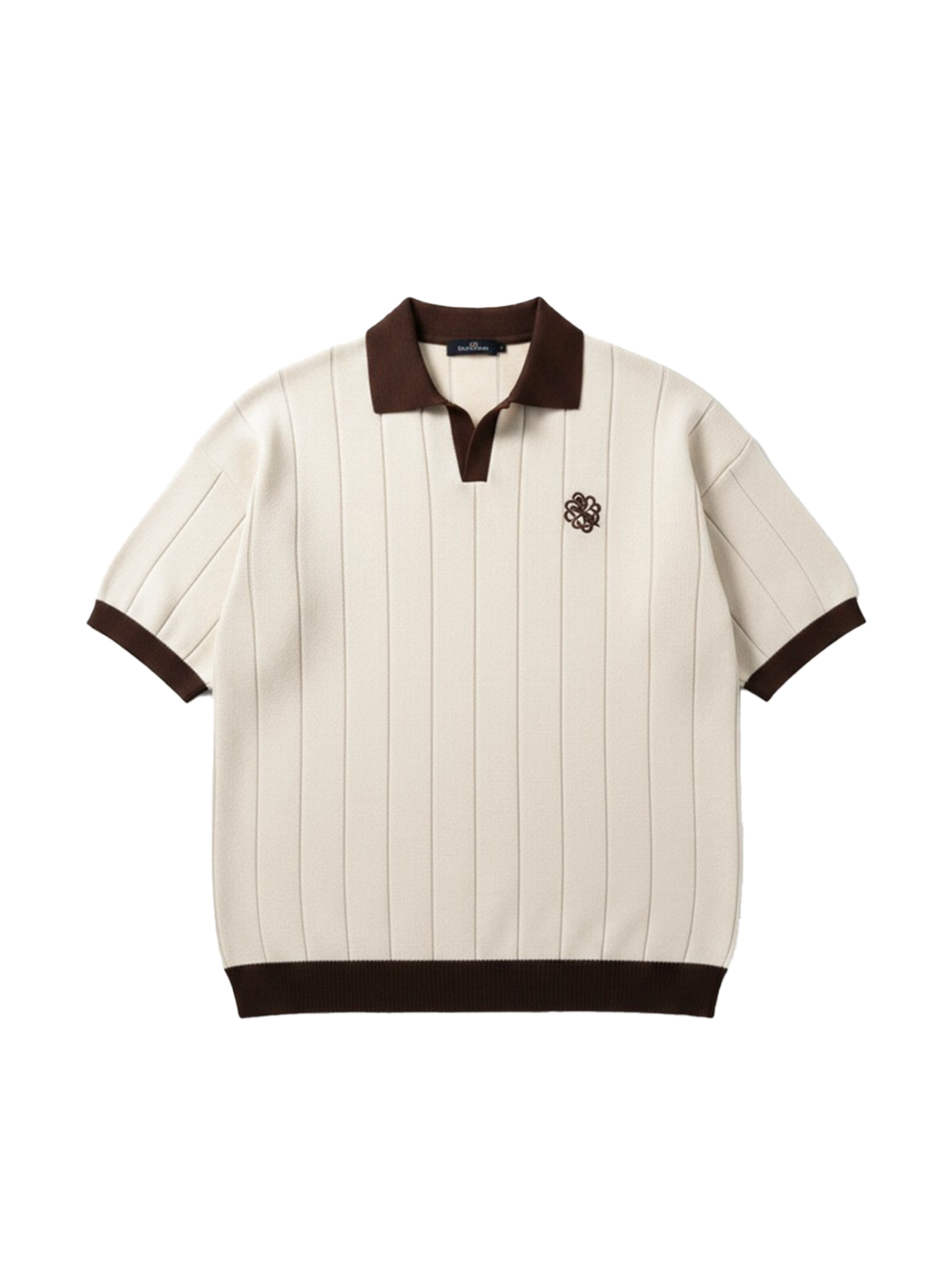 Kleidermafia Shirt 'Loose Fit Embroidered Polo T-shirt - Cremé' in XS in Cream, Item view