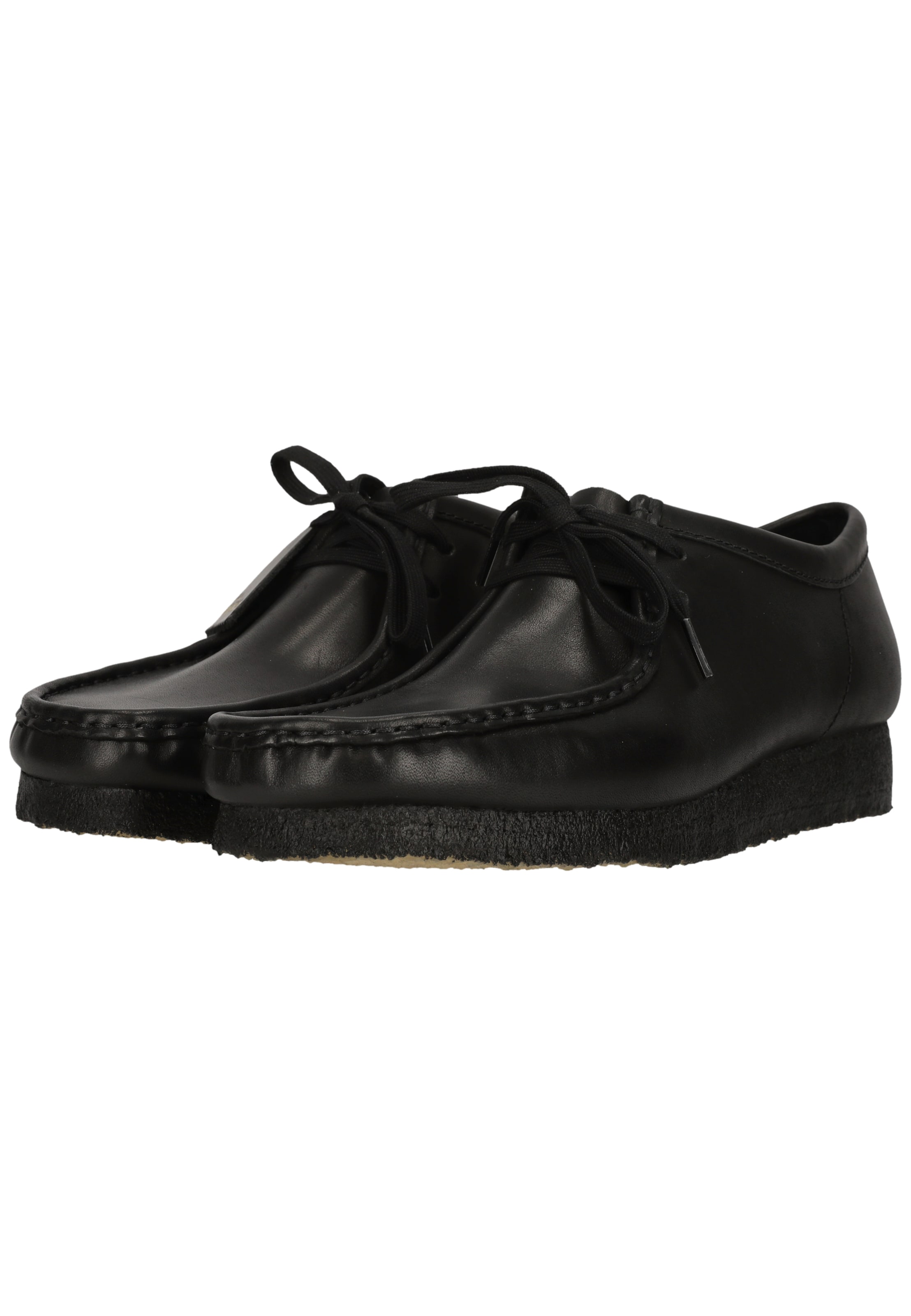 CLARKS Veterschoen 'Wallabee Black Leather' in Zwart