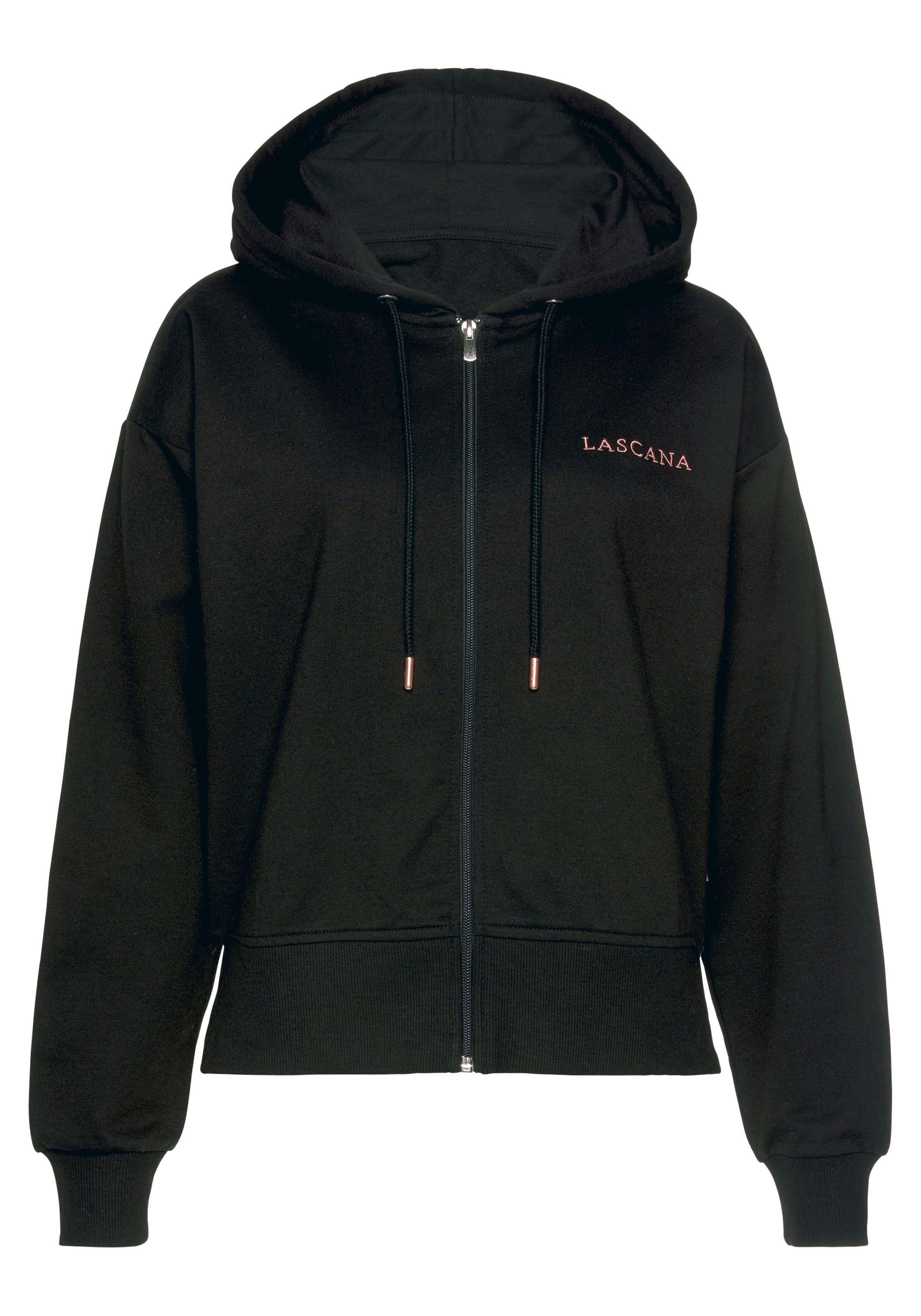 LASCANA Sweatjacke in Schwarz: Vorderseite
