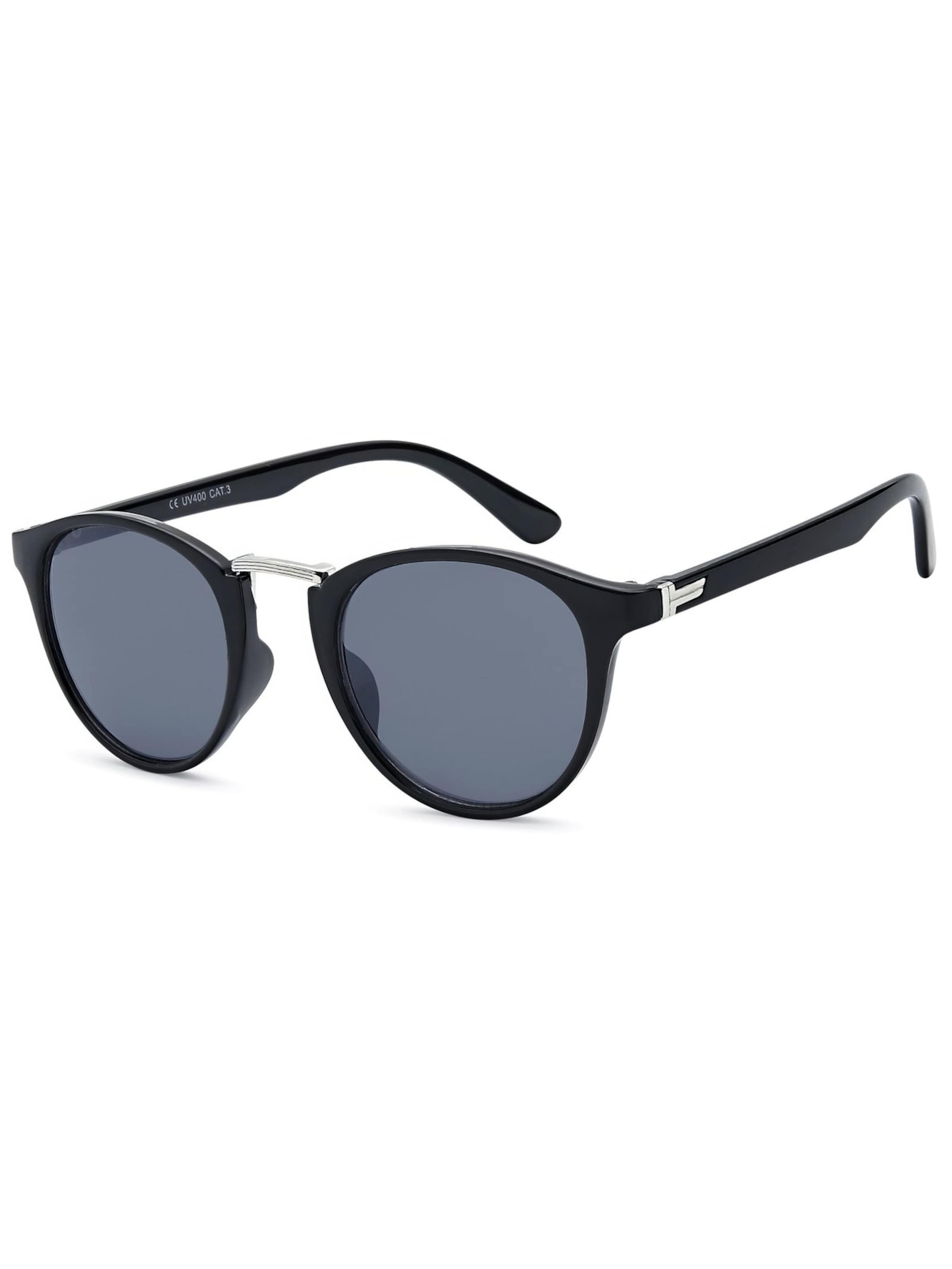 styleBREAKER Sonnenbrille 'Sonnenbrille mit runden Gläsern und Metall Nasensteg'‌‌‌‌‌‌‌‌‌ in Grau: Vorderseite