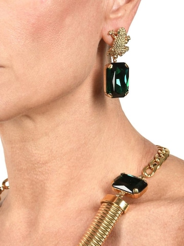 Orecchini 'Armonia orecchini con cristallo Swarovski verde e motivo rana' di Addicted2 in oro