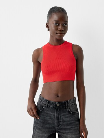 Top in maglia di Bershka in rosso: frontale