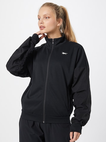 Reebok Sports sweat jacket in Black: front