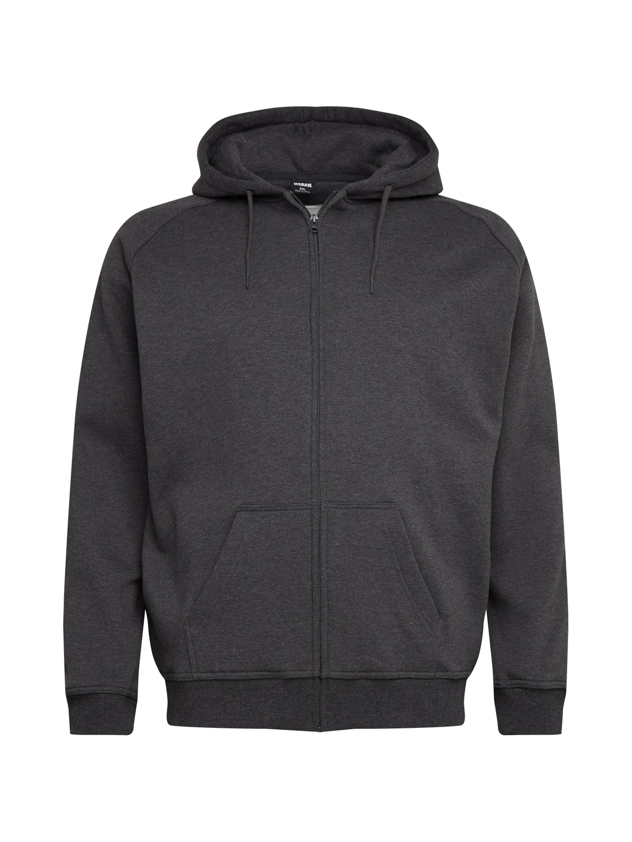 Männer Große Größen Urban Classics Sweatjacke in Dunkelgrau - JT68769 Männer Große Größen Urban Classics Sweatjacke in Dunkelgrau - JT68769
