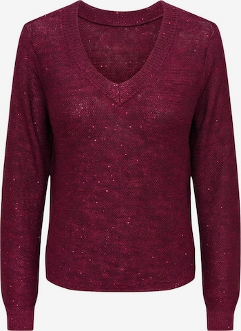 Pullover 'JDYMIA L/S V-NECK SEQUIN PULLOVER KNT 15379783' di JDY in rosso: frontale