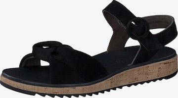 Paul Green Strap Sandals in Black: front