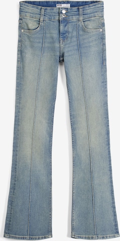 Bershka Bootcut Bandplooi jeans in Blauw: voorkant