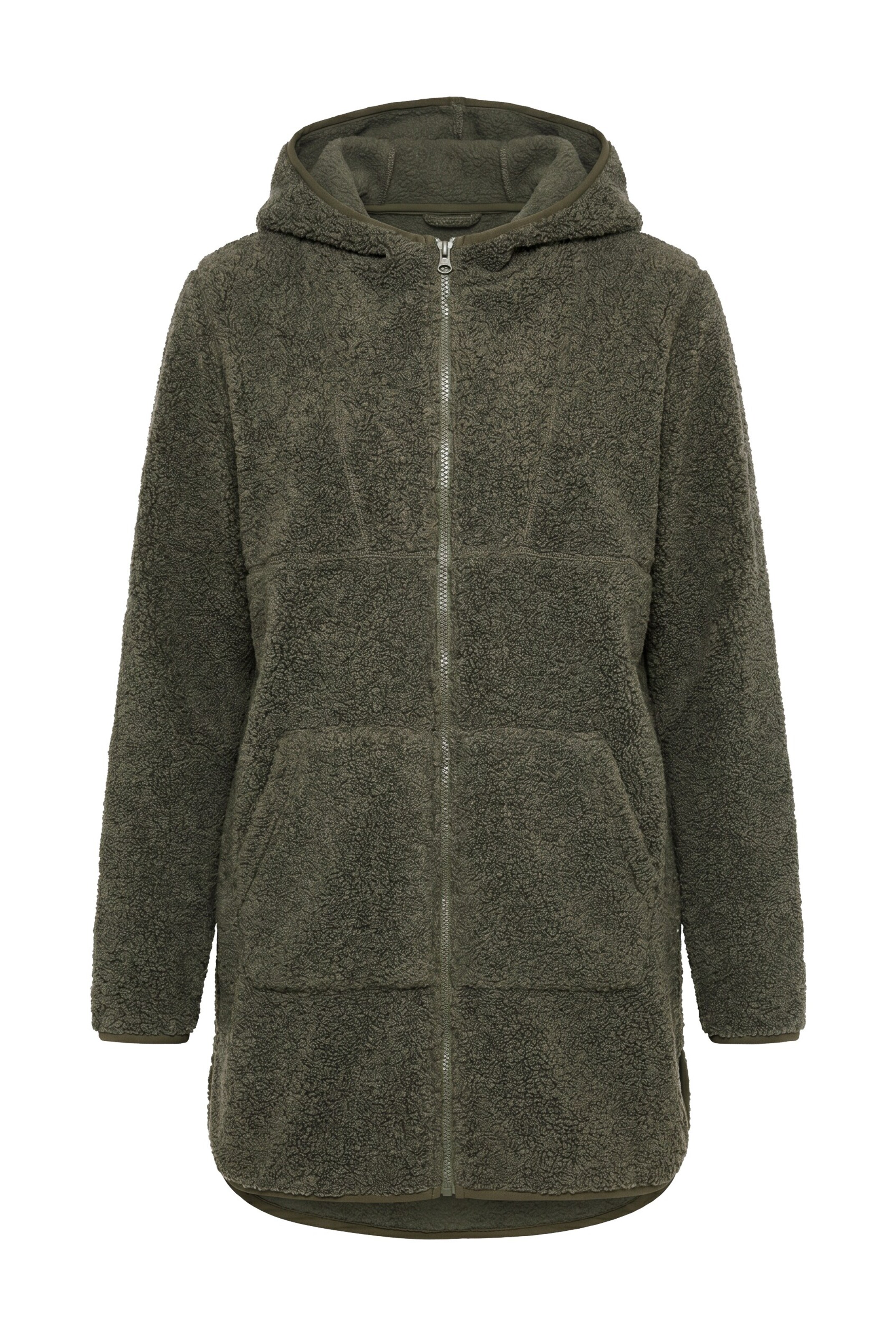 Ulla Popken Fleece jas in Groen: voorkant