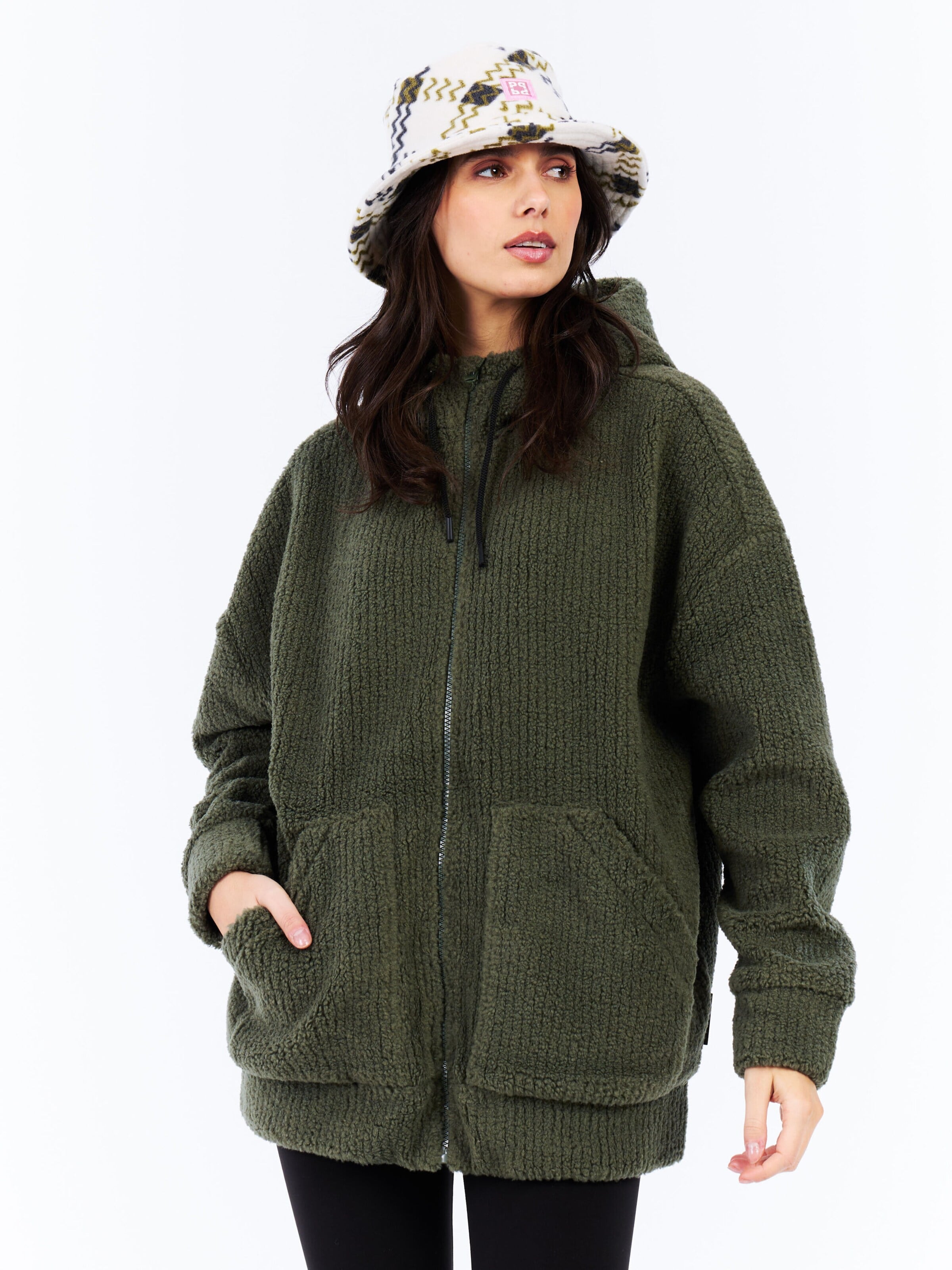 PROTEST Fleece jas 'PRTSophy' in Groen: voorkant