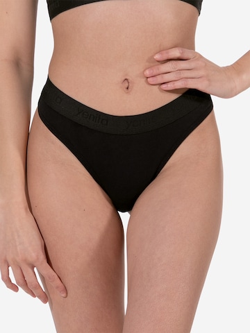 String ' Damen Tanga mit elastischem Logobund ' di Yenita in nero: frontale