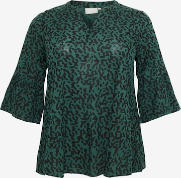 KAFFE CURVE Blouse 'Cedite' in Groen: voorkant