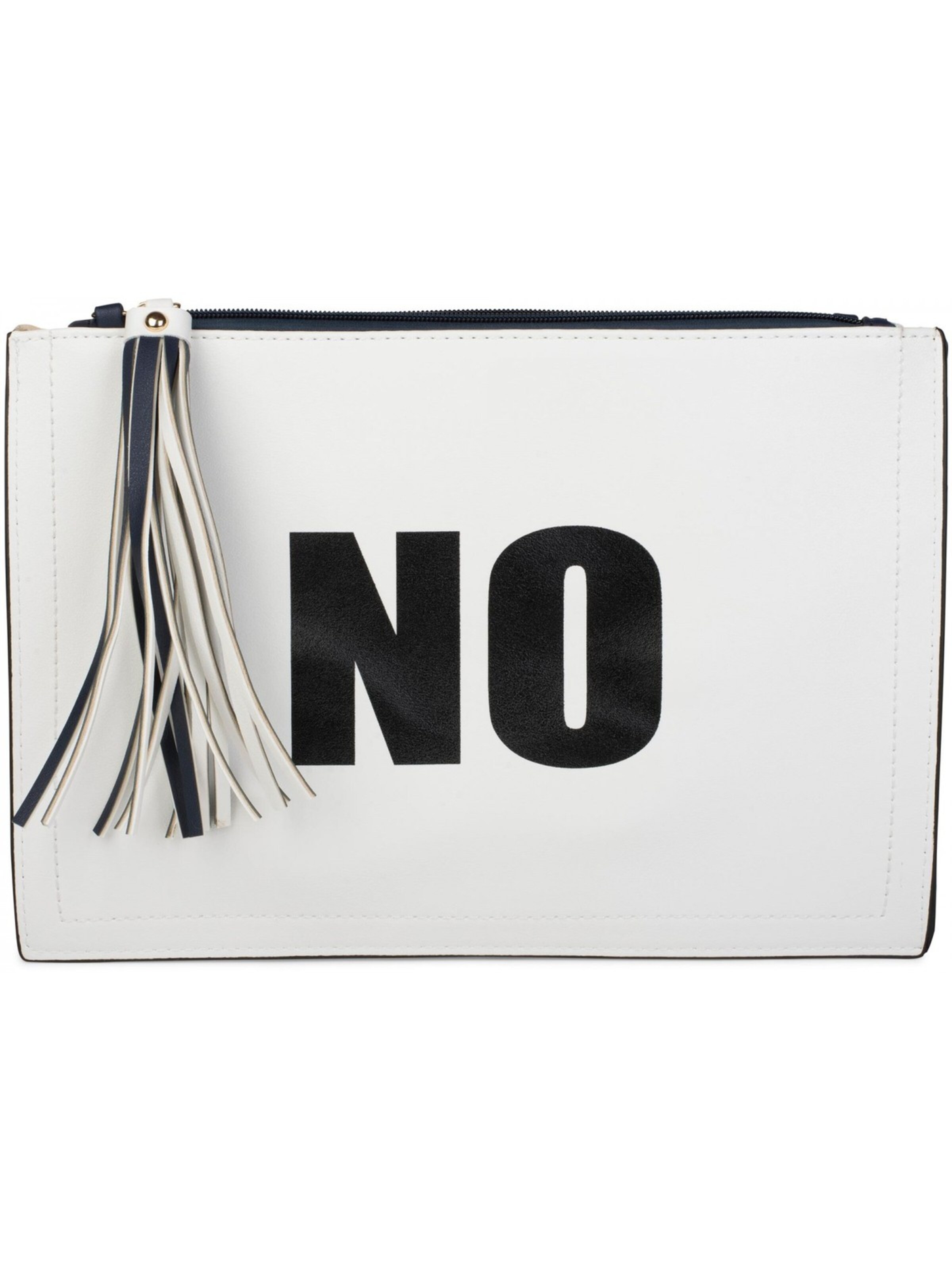 styleBREAKER Clutch 'Clutch mit YES und NO Print' in White