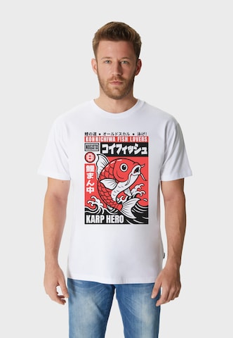 Oldskull Shirt 'Asian Koi Karp Lover Graphic' in White: front