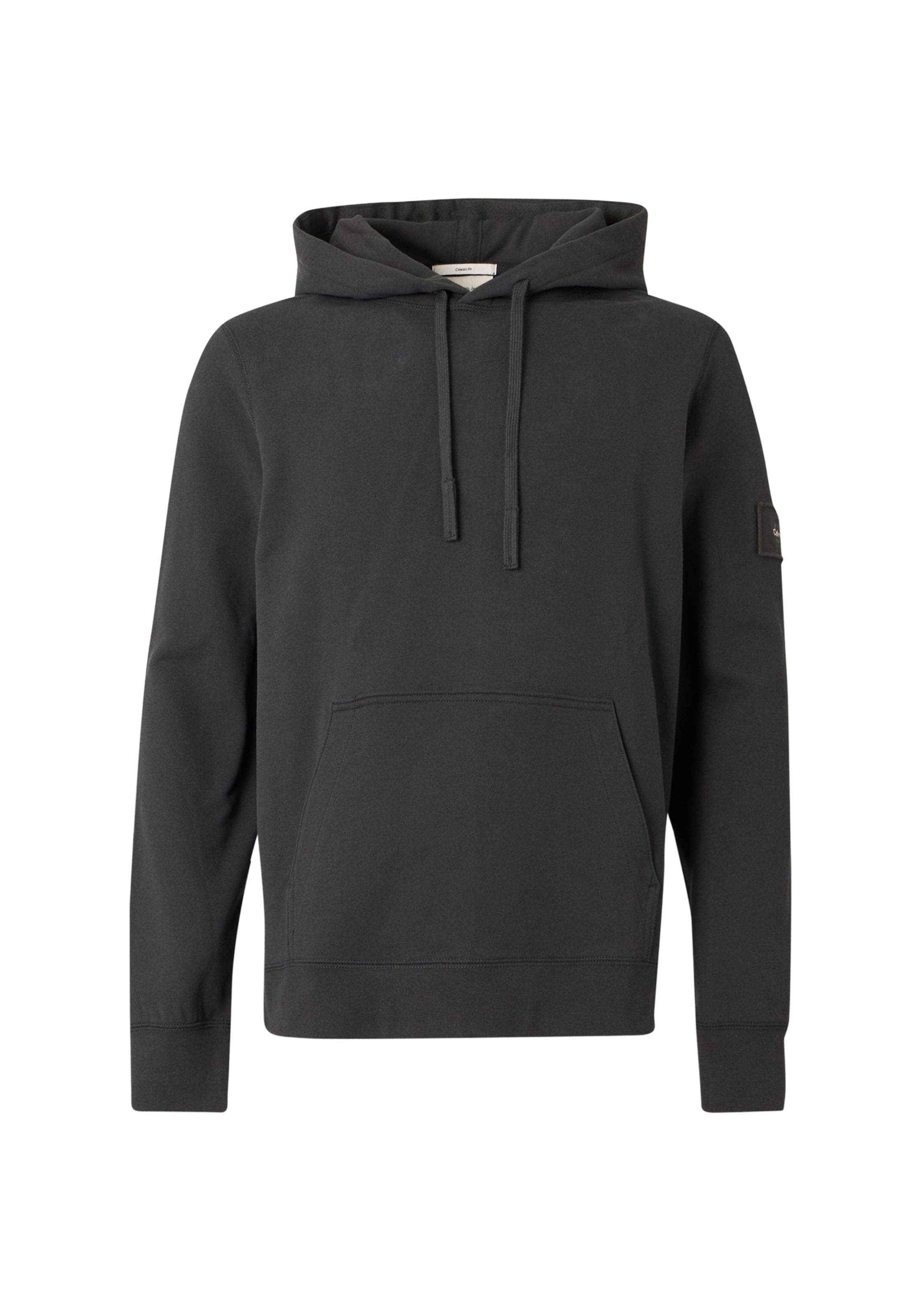 Bluză de molton de la Calvin Klein Jeans pe negru: față