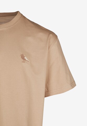 Cleptomanicx T-Shirt 'Embroidery Gull Mono' in Beige