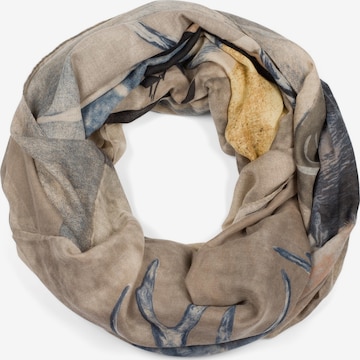 styleBREAKER Schlauchschal 'Loop Schal mit Hirsch Print' in Beige: Vorderseite