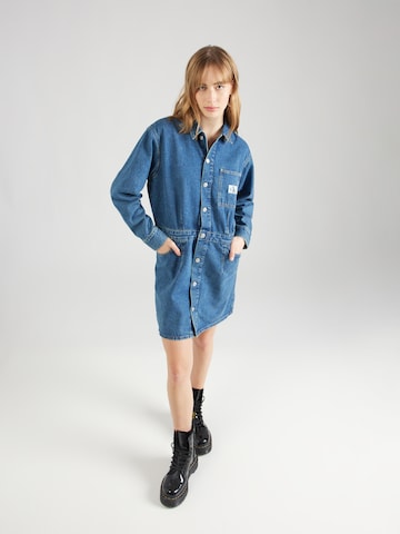 Calvin Klein Jeans Shirt Dress in Blue: front