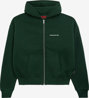 Prohibited Zip-Up Hoodie in Green: front