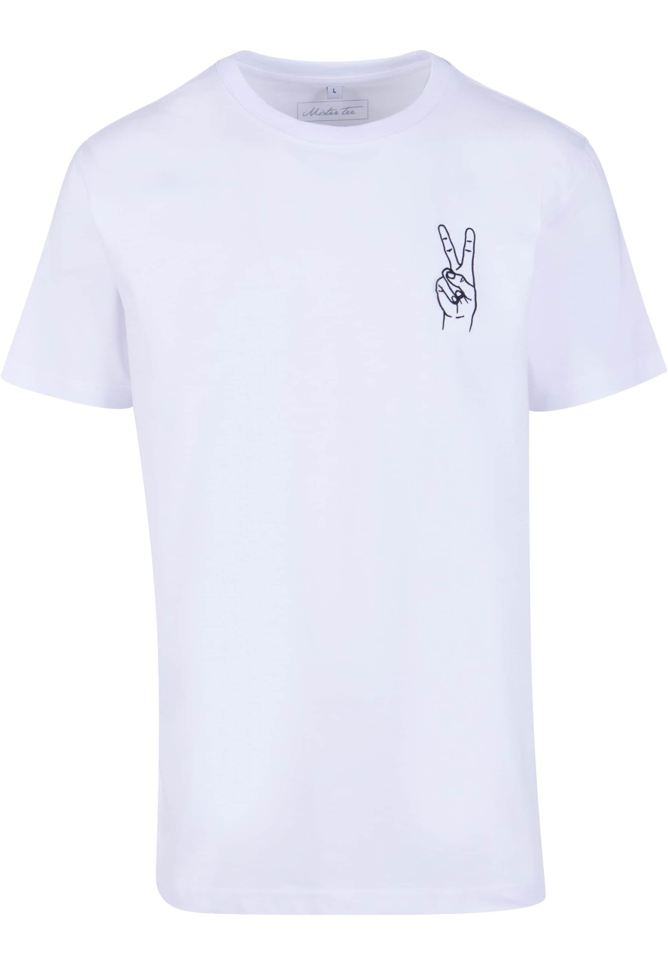 Mister Tee - Camisa 'Peace Sign' em branco: frente