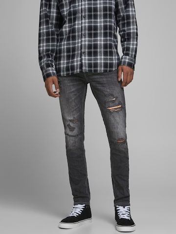 JACK & JONES Skinny Jeans 'Liam' in Zwart: voorkant