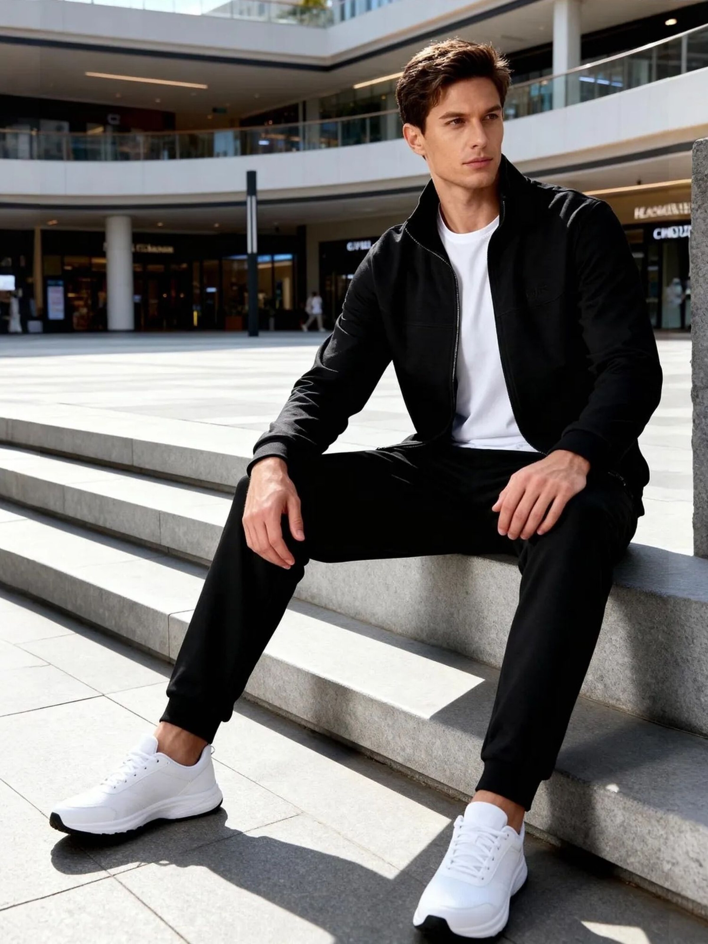 Tommy Life Treeningdress 'Aktive Sets', värv must: eest vaates
